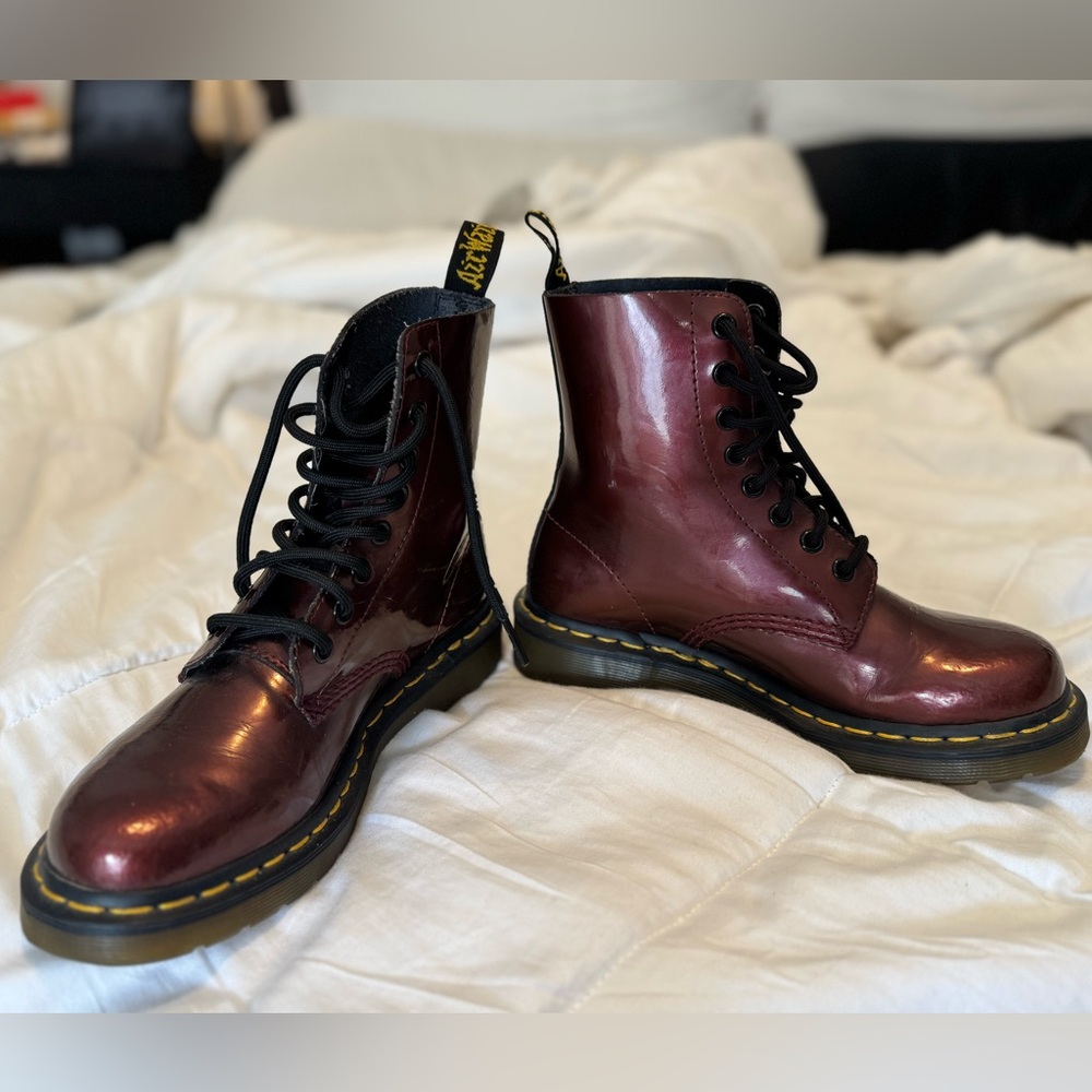 Dr. Martens Pascal Boot in Cherry Red Spectra Patent size 6 (UK 4)